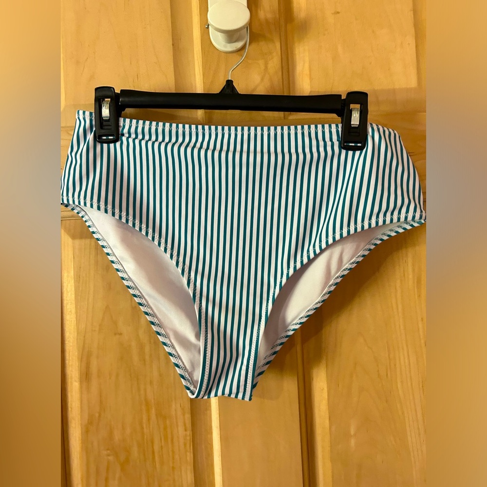 Beachsissi white and green striped bikini bottoms